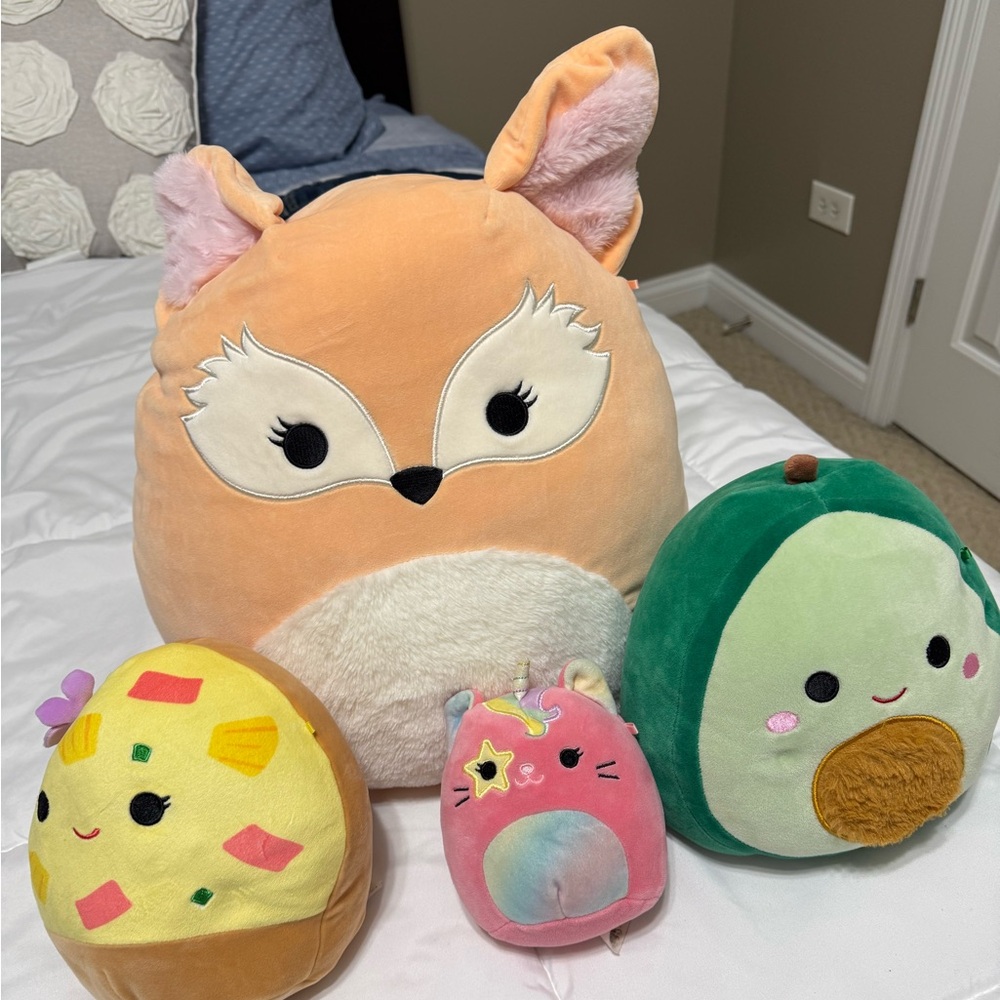 Squishmallows Plush Toy Collection - Orange, Green, Pink, Yellow